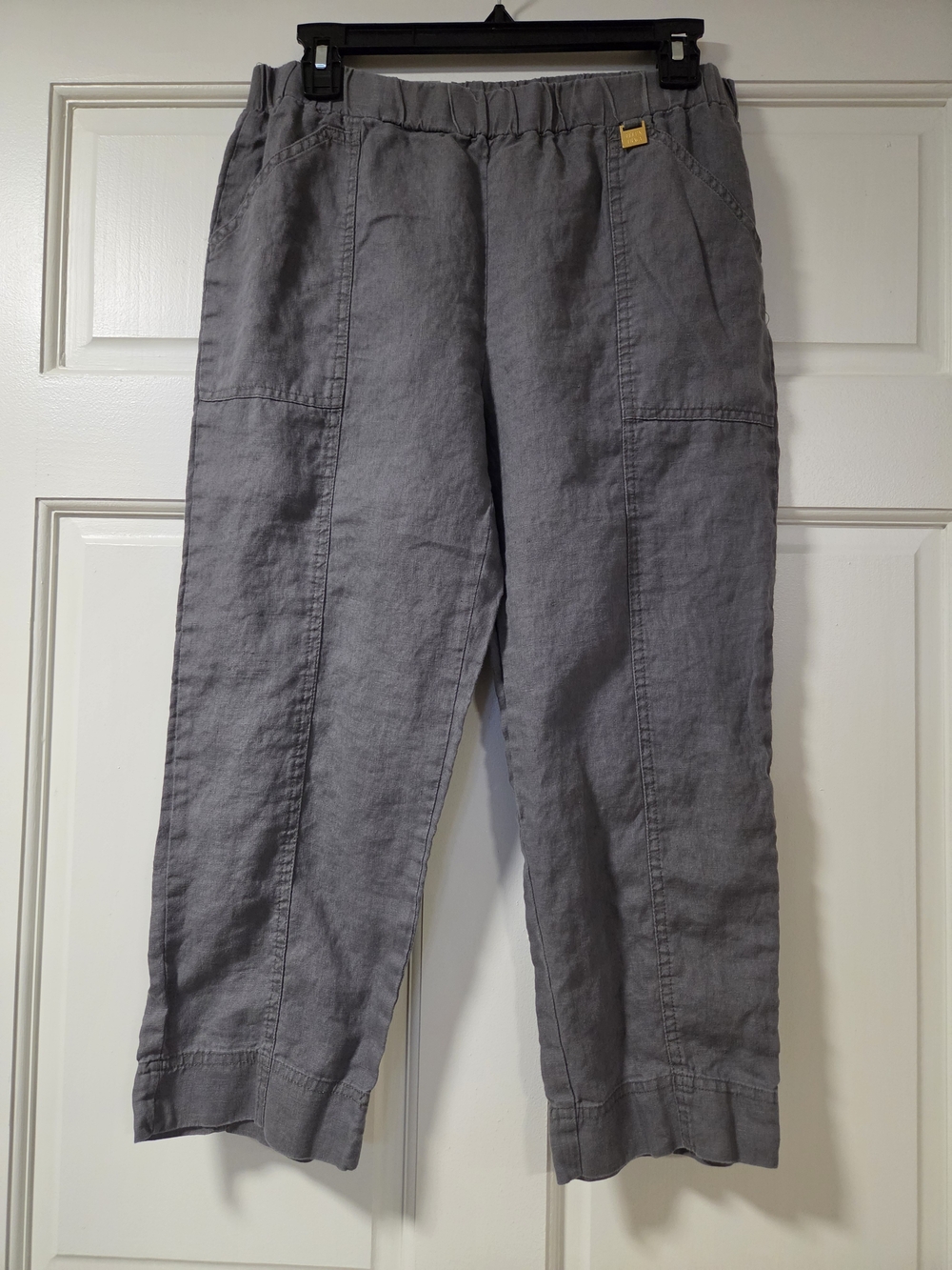 Womens Ellen Tracy Casual Linen-Blend Gray Pants